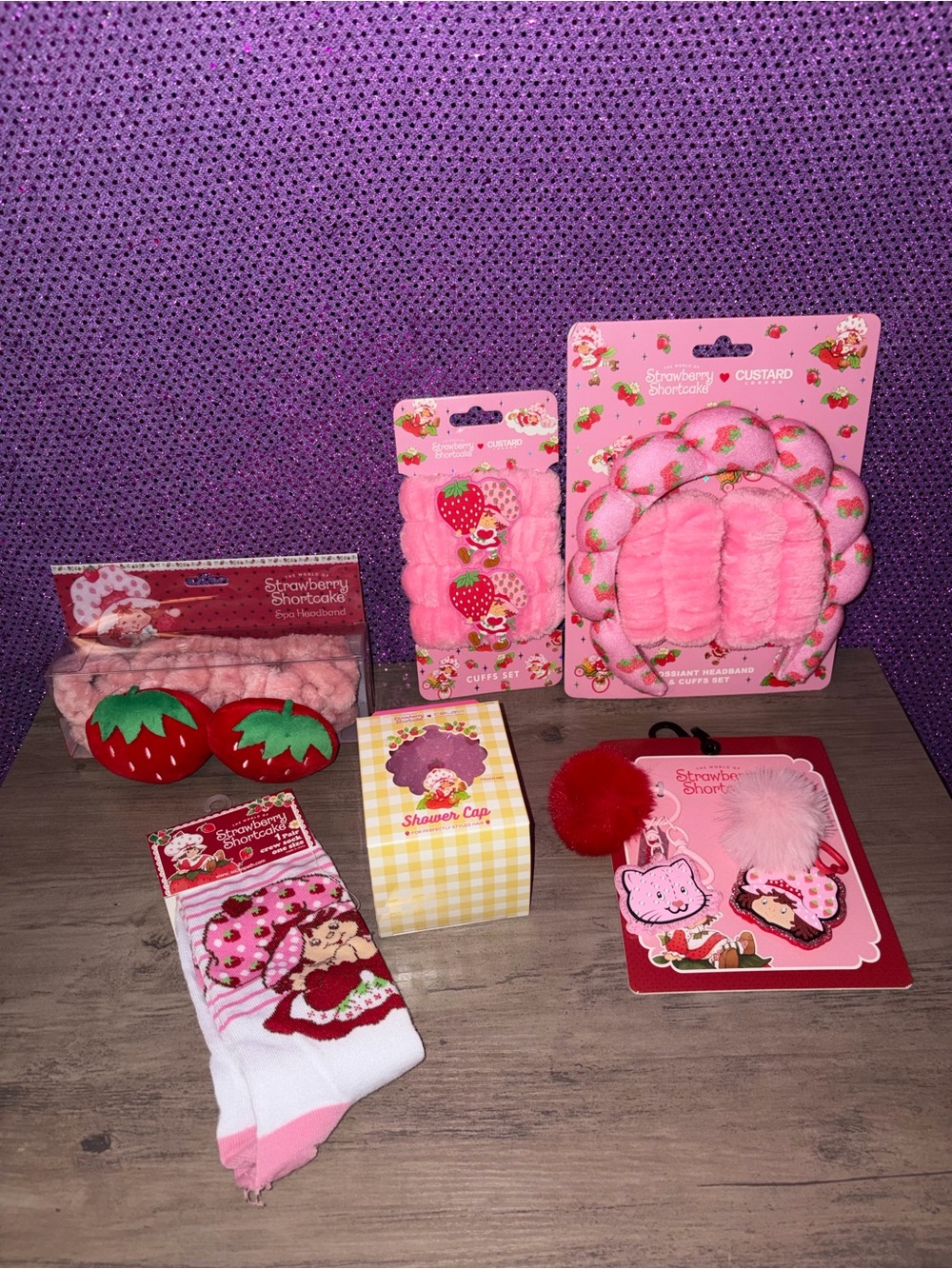 Strawberry Shortcake Bundle Kawaii Spa Gift Set Socks Shower Cap Accessories